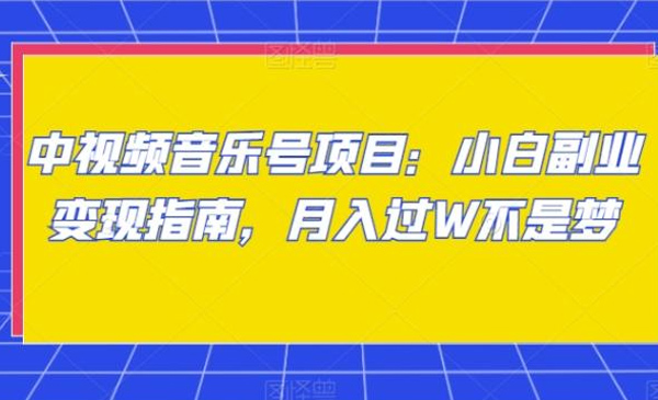 中视频音乐号项目：小白副业变现指南，月入过W不是梦【揭秘】